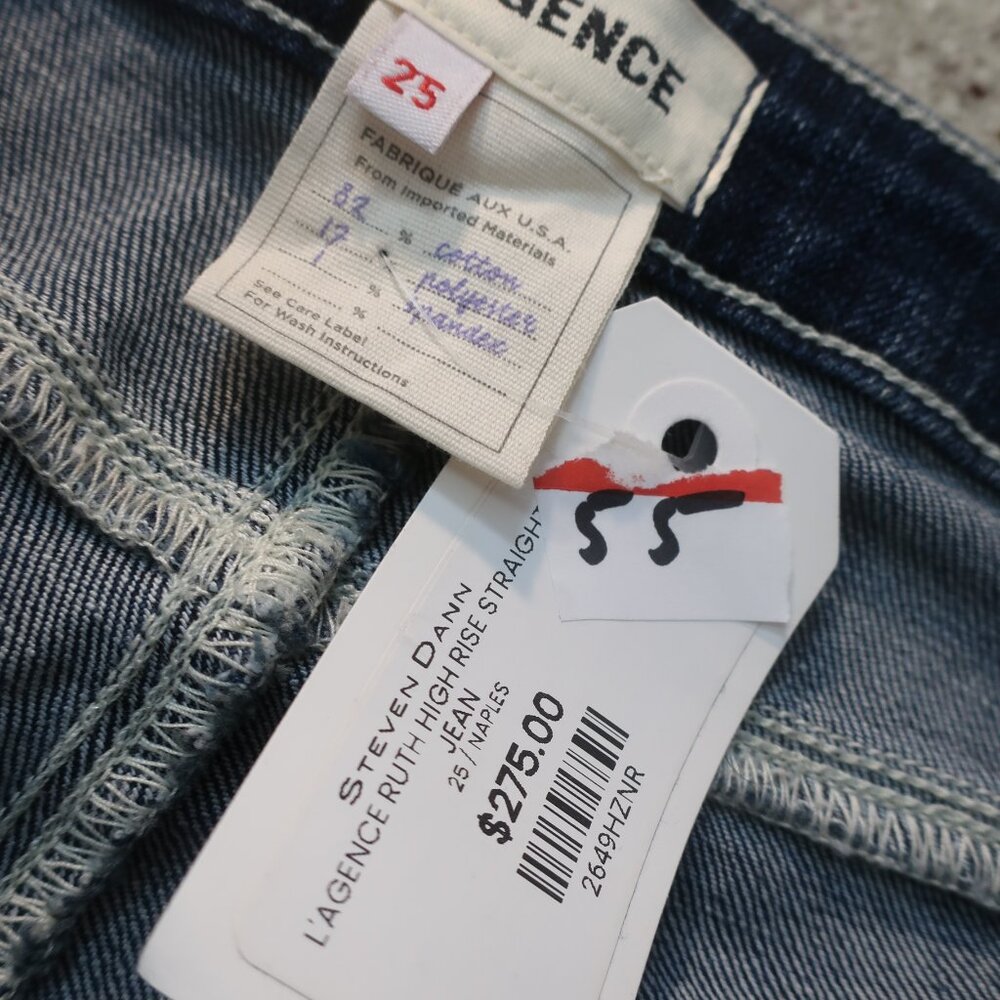 NWT Womens L'Agence Ruth High Rise Straight Leg Blue Jeans 25 - Picture 7 of 8
